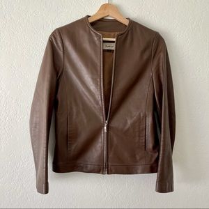 Size S Women Brown Genuine Sheepskin Leather Jacket